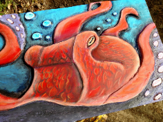 Original Hand Carved and Painted Octopus